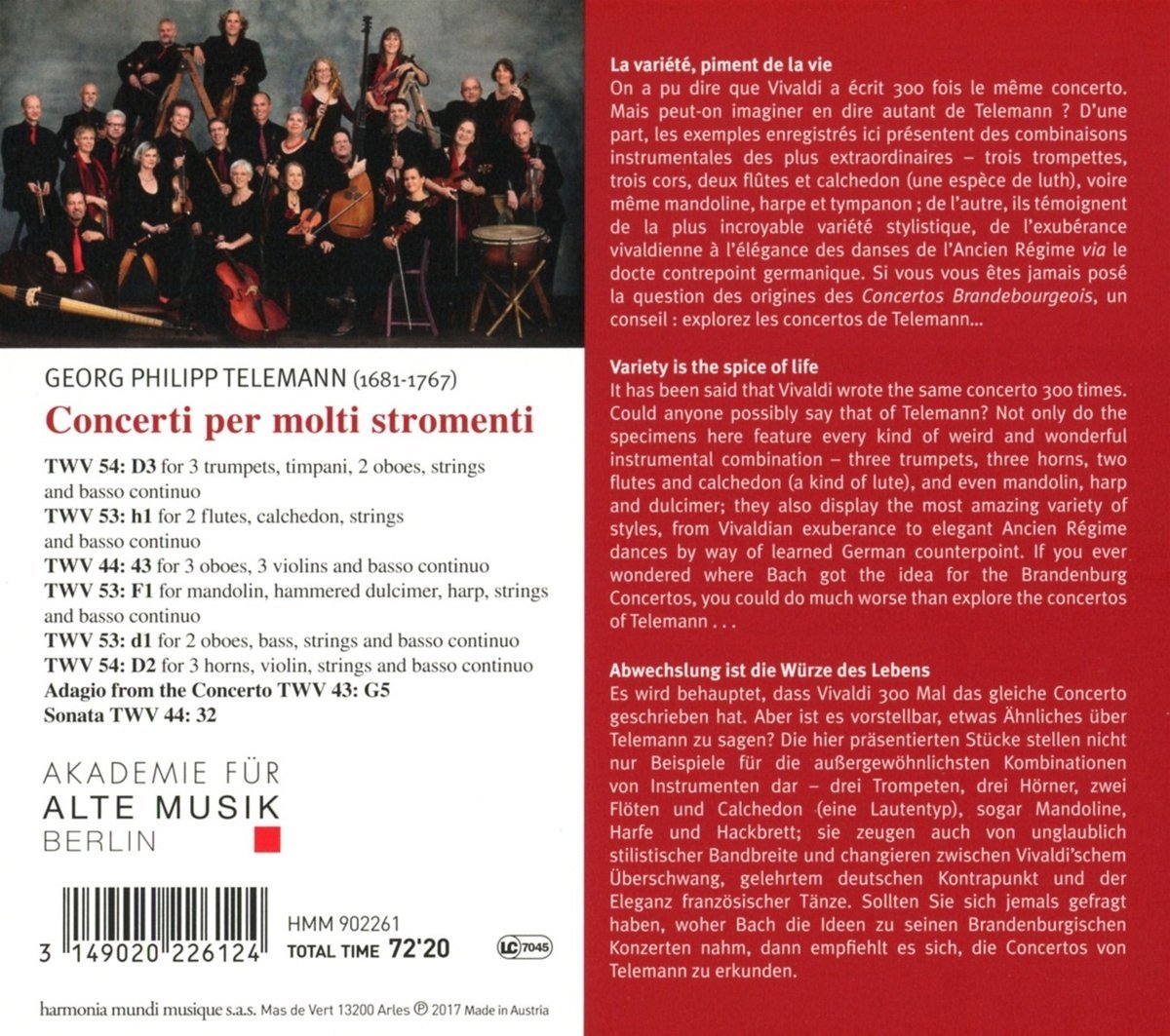 Concerti per molti stromenti | Akademie fur Alte Musik Berlin, Telemann - 1 | YEO