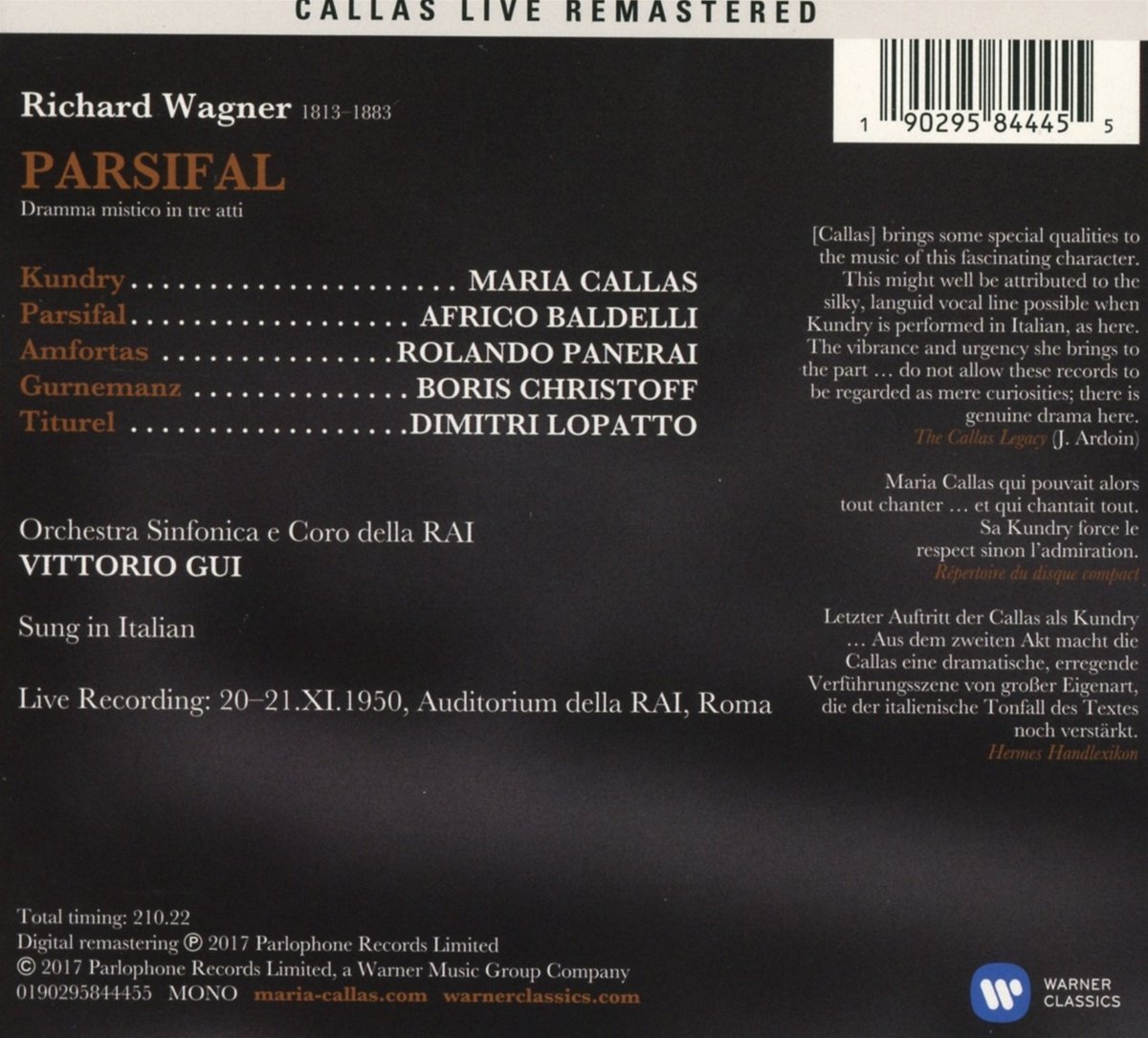 Wagner: Parsifal | Vittorio Gui Maria Callas - 1 | YEO