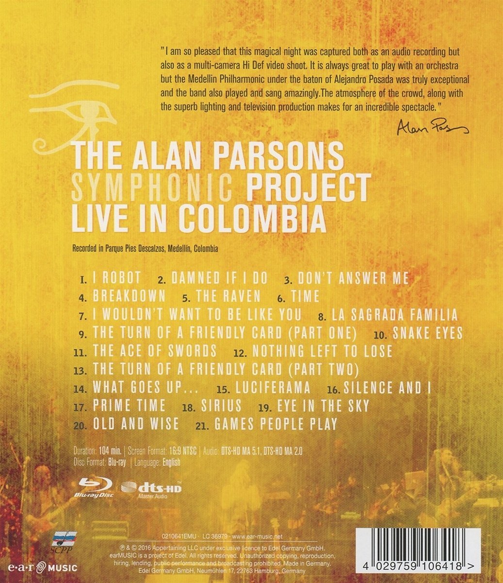 Alan Parsons Symphonic Project - Blu-Ray Disc | The Alan Parsons Project - 1 | YEO