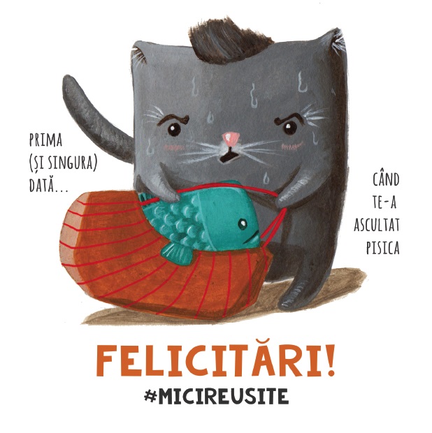 Mini-felicitare - Mici reusite, Pisica | Rod