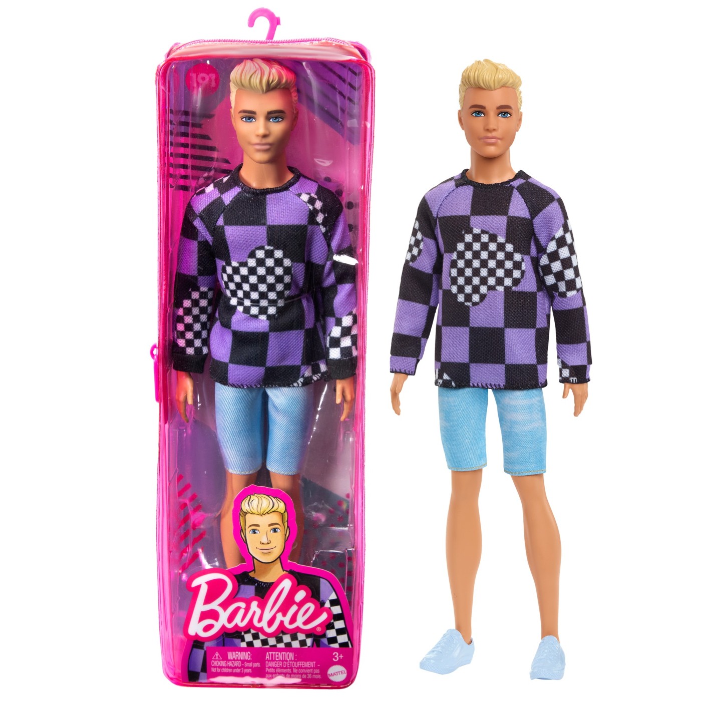 Papusa Barbie Fashionistas - Baiat Blond cu Bluza cu Imprimeu Geometric | Mattel - 7 | YEO