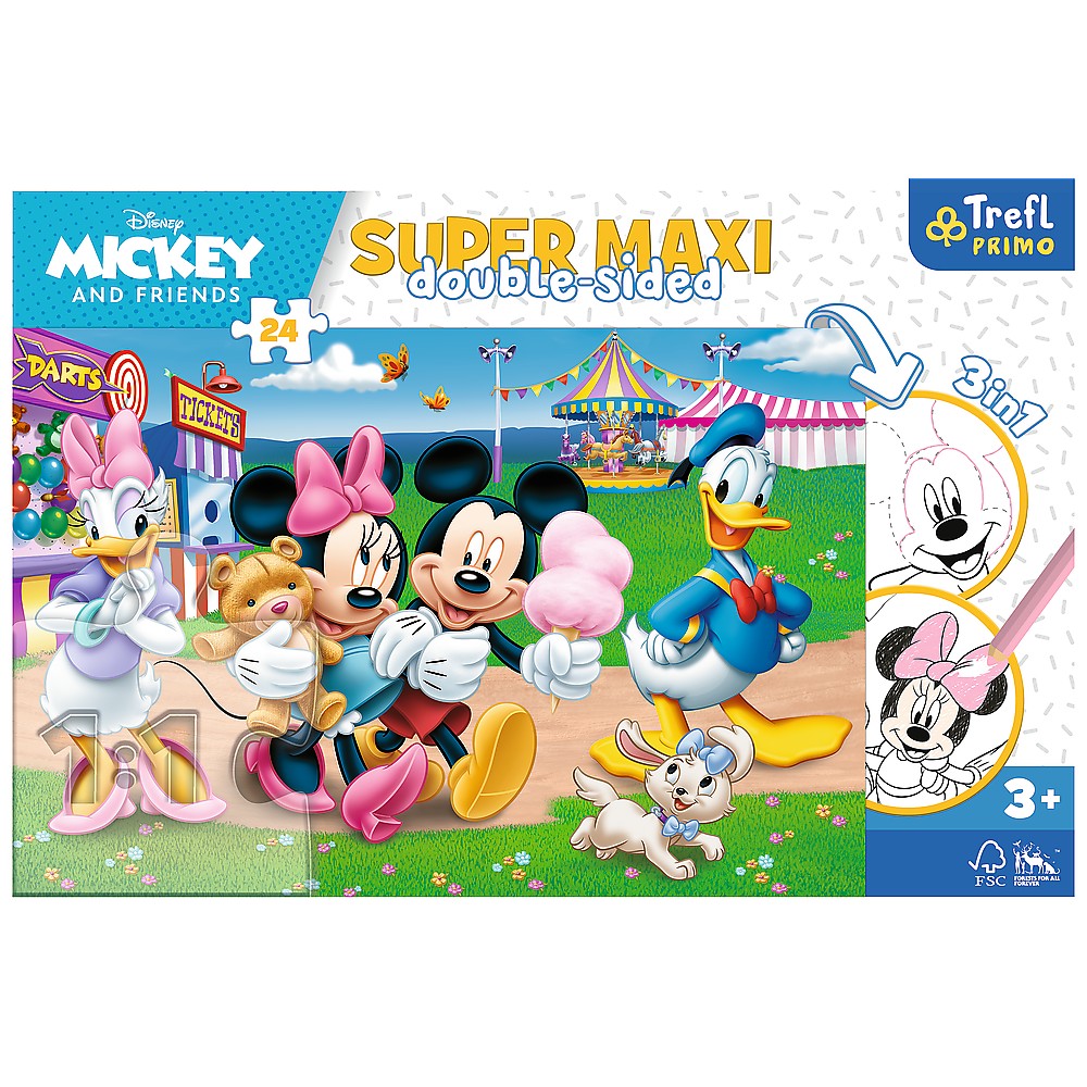 Puzzle - Primo Super Maxi - Disney, Mickey la Targ | Trefl - 1