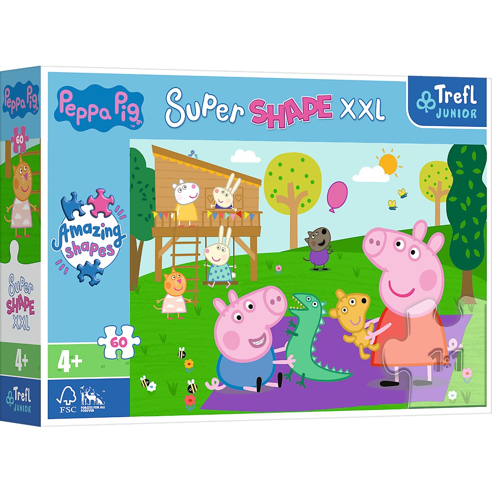 Puzzle - Primo Super Shape XXL - Peppa Pig si Fratiorul | Trefl - 0