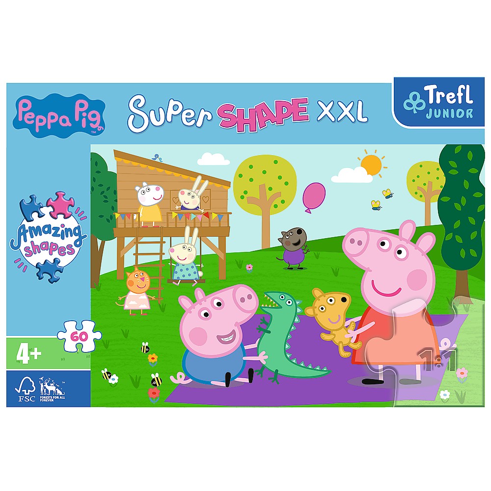 Puzzle - Primo Super Shape XXL - Peppa Pig si Fratiorul | Trefl - 2