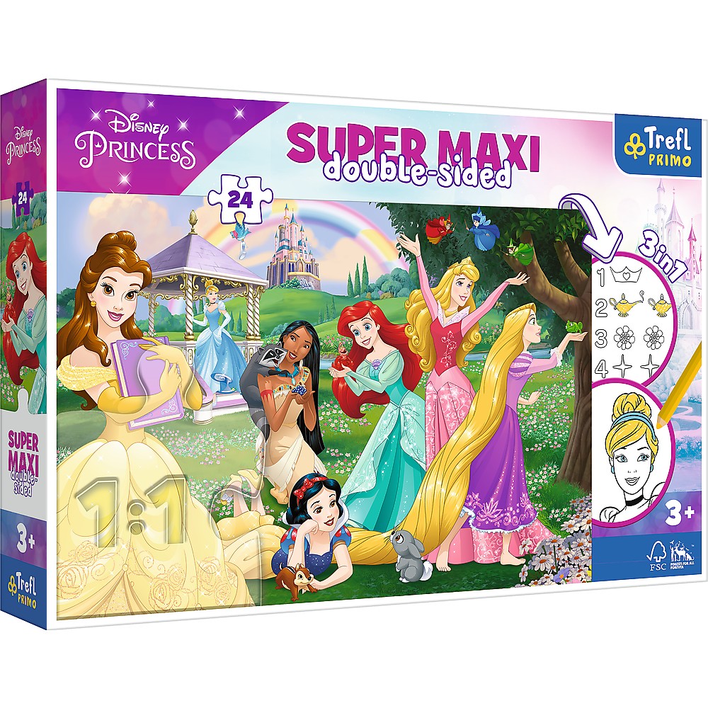 Puzzle - Primo Super Maxi - Disney, Printesele Fericite | Trefl - 3