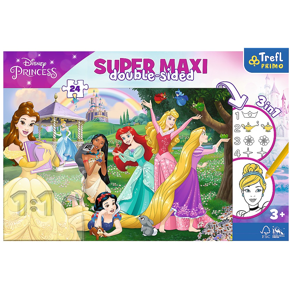 Puzzle - Primo Super Maxi - Disney, Printesele Fericite | Trefl - 2