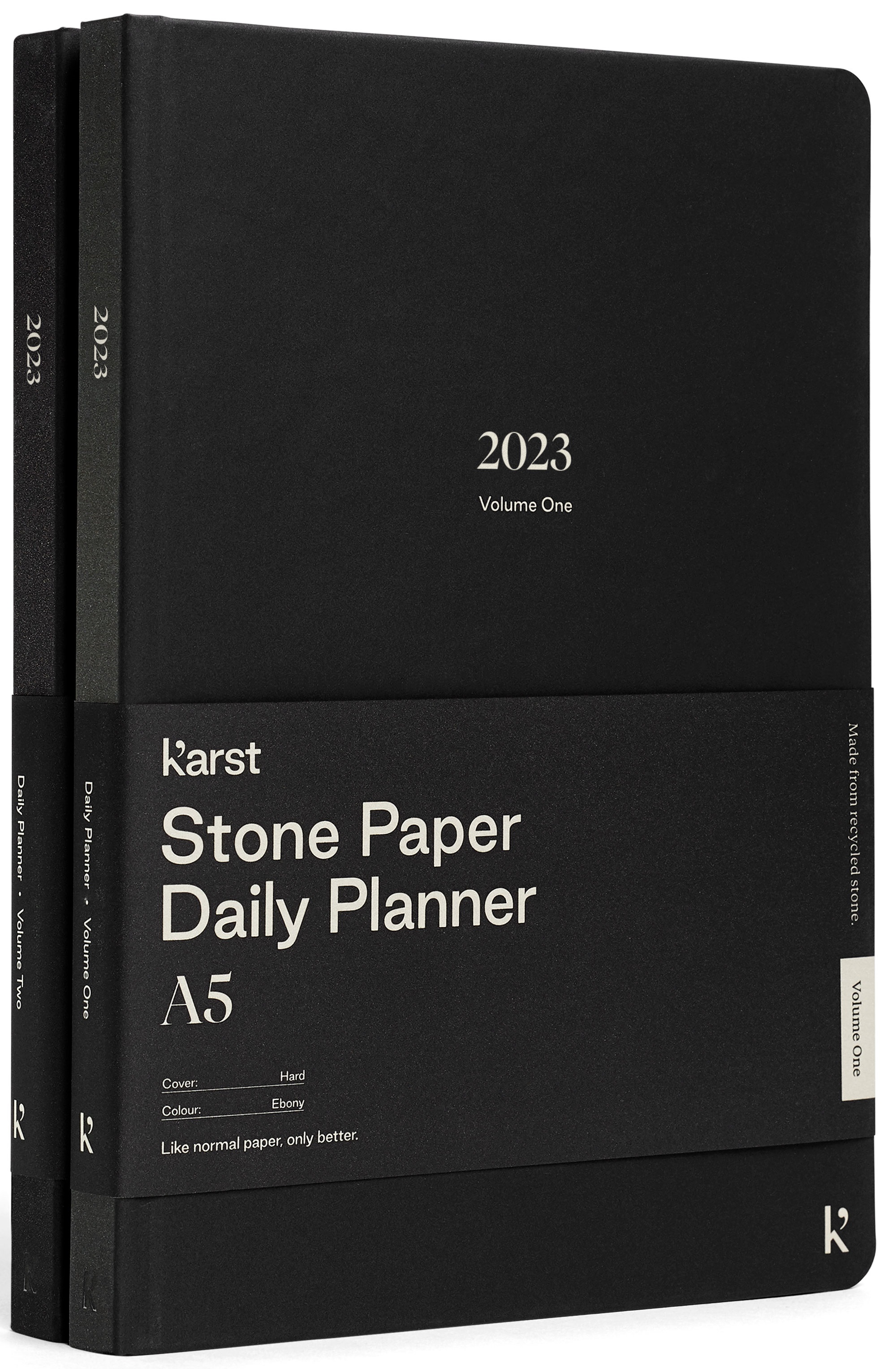 Agenda Stone Paper Daily Planner A5 2023 - Ebony. Set 2 volume | Karst - 2 | YEO