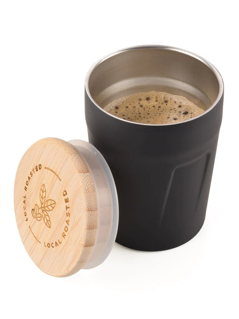 Cana termica - Bamboo Espresso Doppio Engraved Lid - Negru | Troika