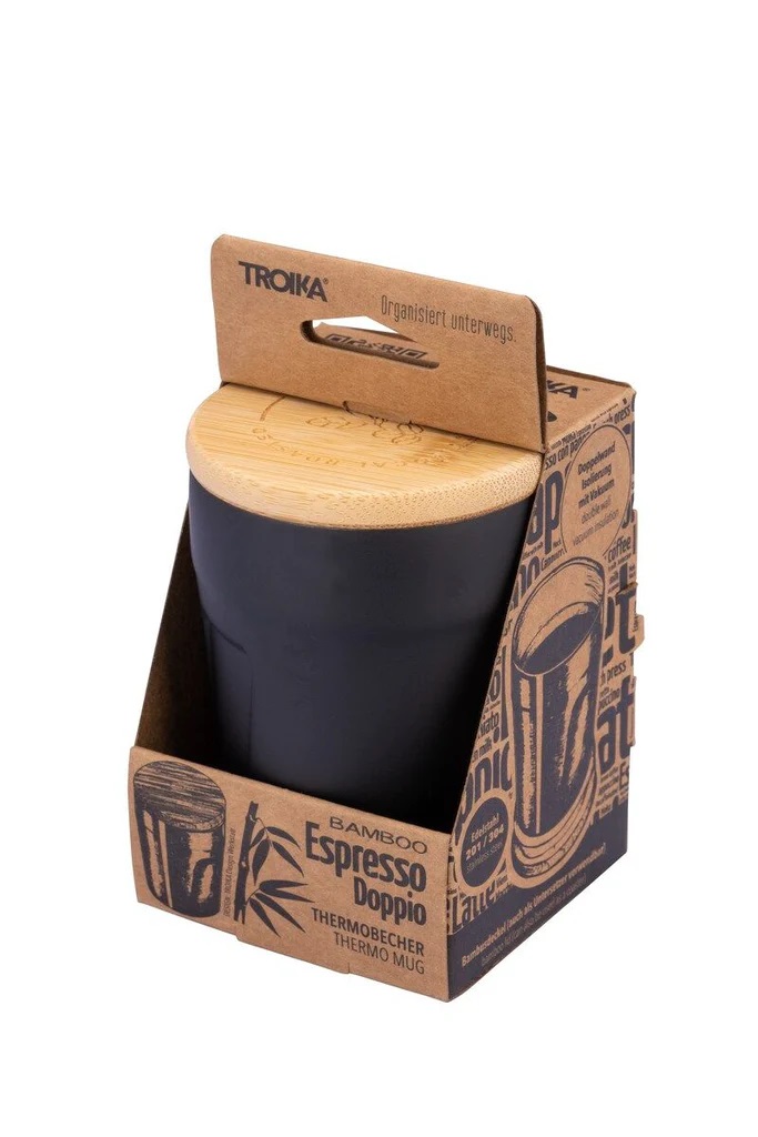 Cana termica - Bamboo Espresso Doppio Engraved Lid - Negru | Troika - 2 | YEO