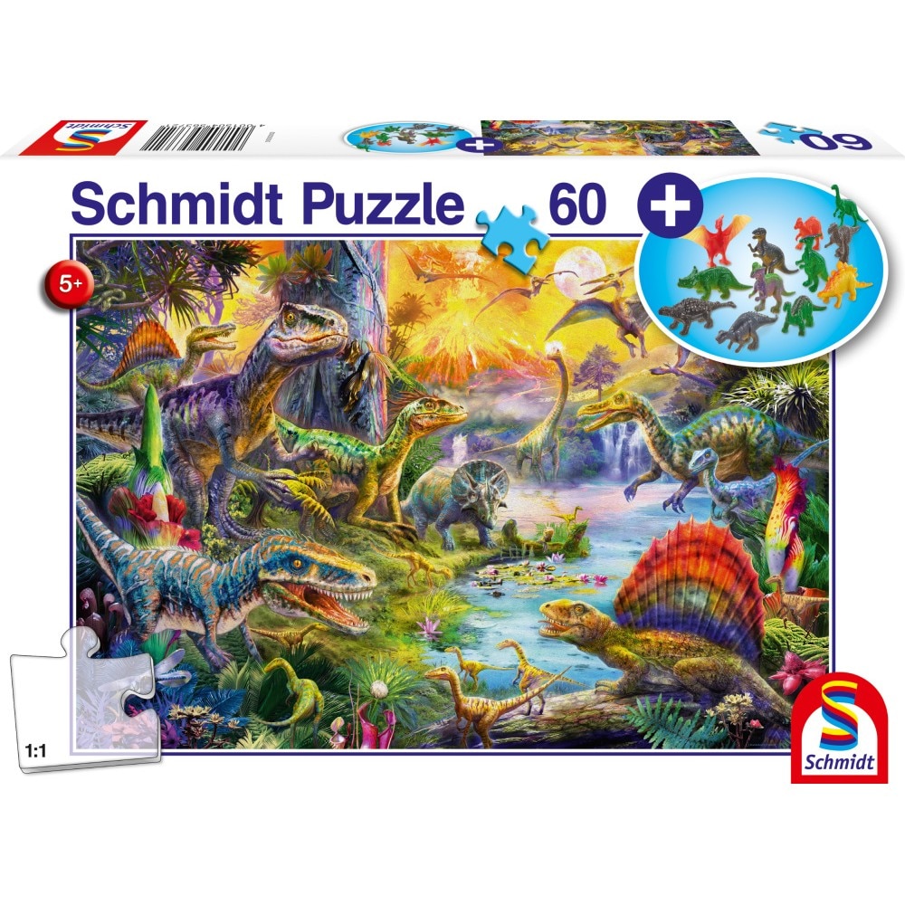 Puzzle 60 piese - Dinosaurs and Figurines | Schmidt