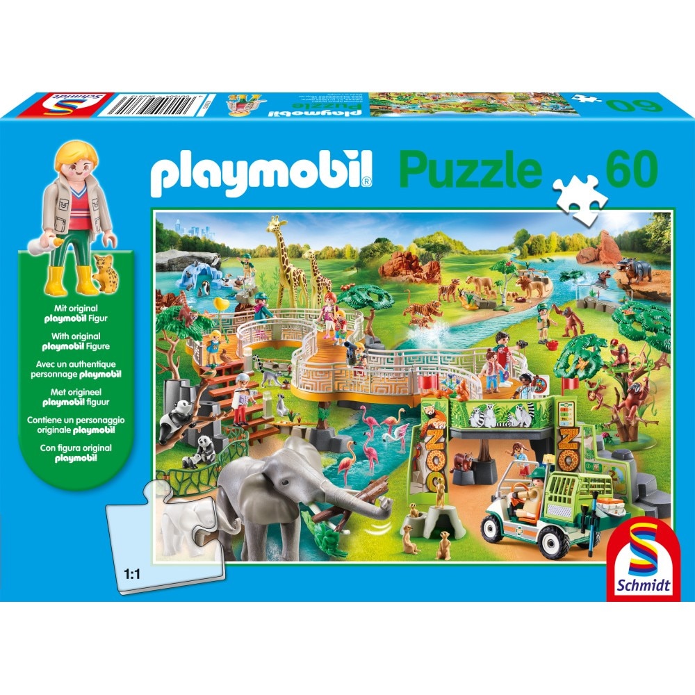Puzzle 60 piese - Playmobil - Gradina Zoologica | Schmidt