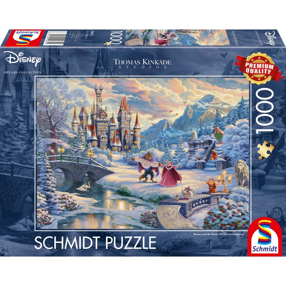 Puzzle 1000 piese - Thomas Kinkade - Beauty and the Beast‘s Winter Enchantment | Schmidt