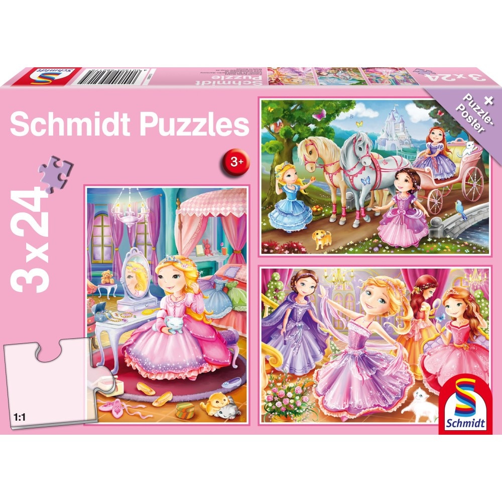 Puzzle 3x24 piese - Fairytale Princesses | Schmidt