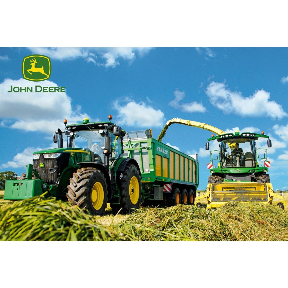 Puzzle 100 piese - John Deere - Tractor 7310R and 8600i Forage Harvester | Schmidt