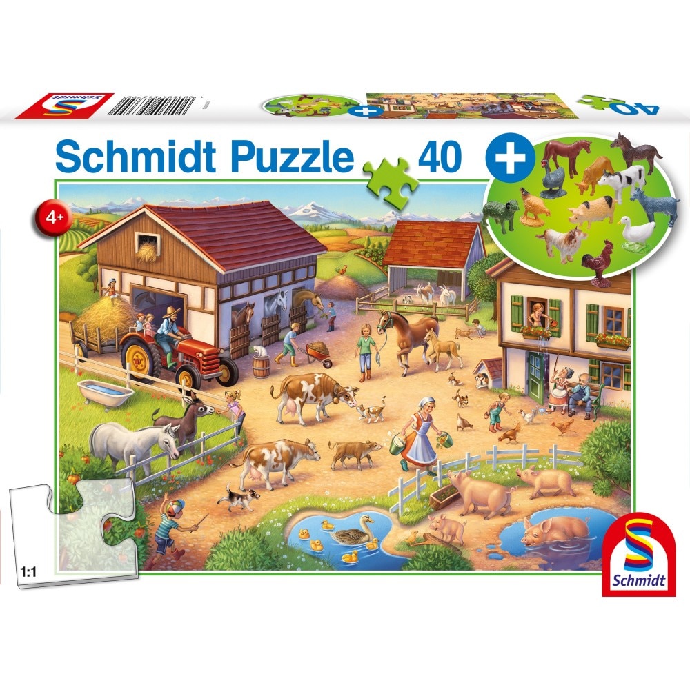 Puzzle 40 piese - Fun Farm with Figurines | Schmidt