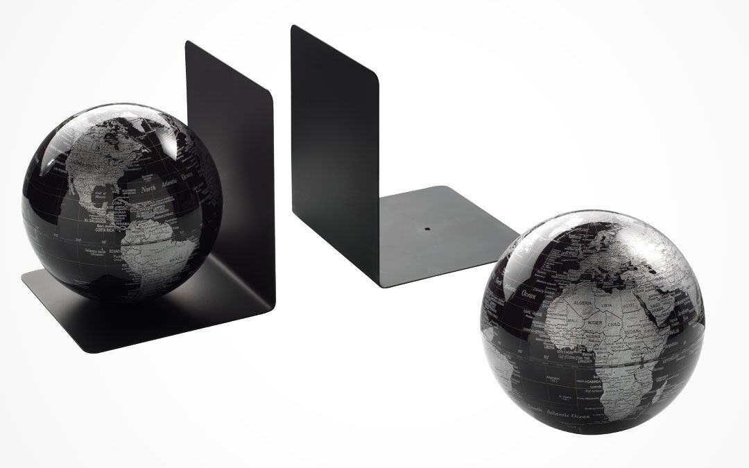 Set suporturi laterale pentru carti - Globe Black | Mascagni Casa