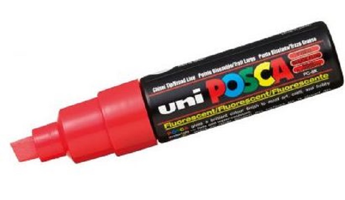 Marker - Posca PC-8K - rosu fluorescent, 8mm | Uni