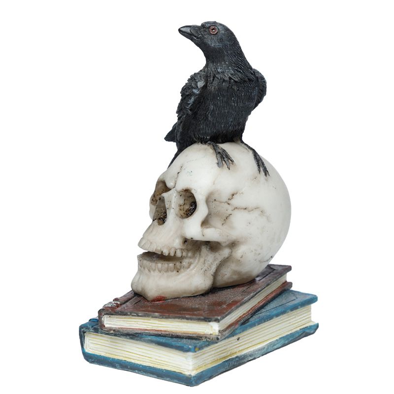 Decoratiune - Crow Standing on Skull and Books | Puckator