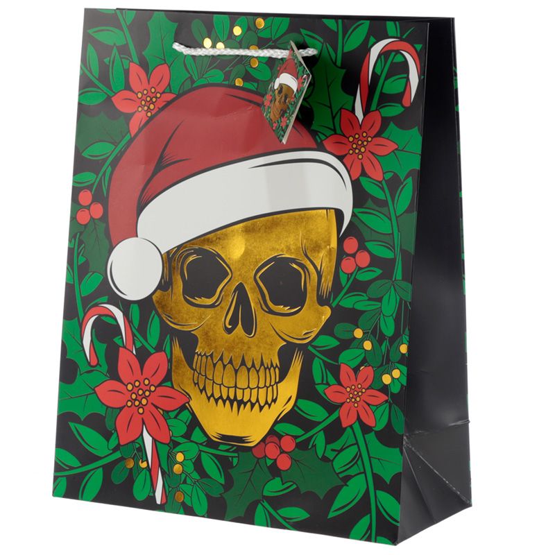 Punga de cadou - Large - Christmas Skull Metallic | Puckator