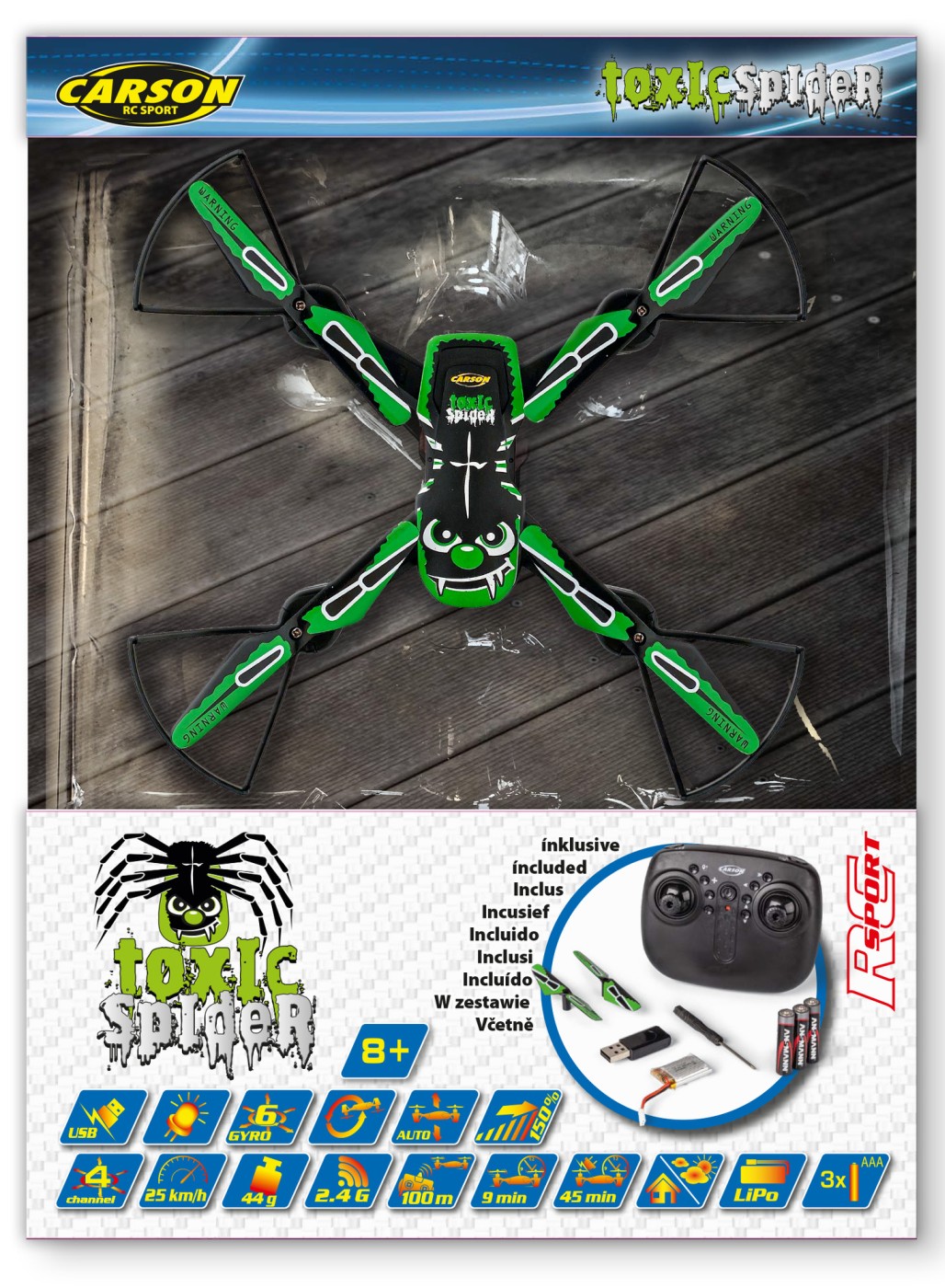 Jucarie cu radiocomanda - X4 Quadcopter Toxic Spider 2.0 | Carson - 7 | YEO