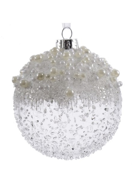 Cutie globuri de Craciun - Bauble Glass Icy Pearls | Kaemingk - 2 | YEO