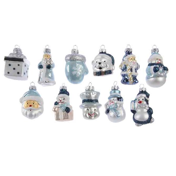 Decoratiune - Glitter Figurines with Hanger - Silver and Blue - mai multe modele | Kaemingk