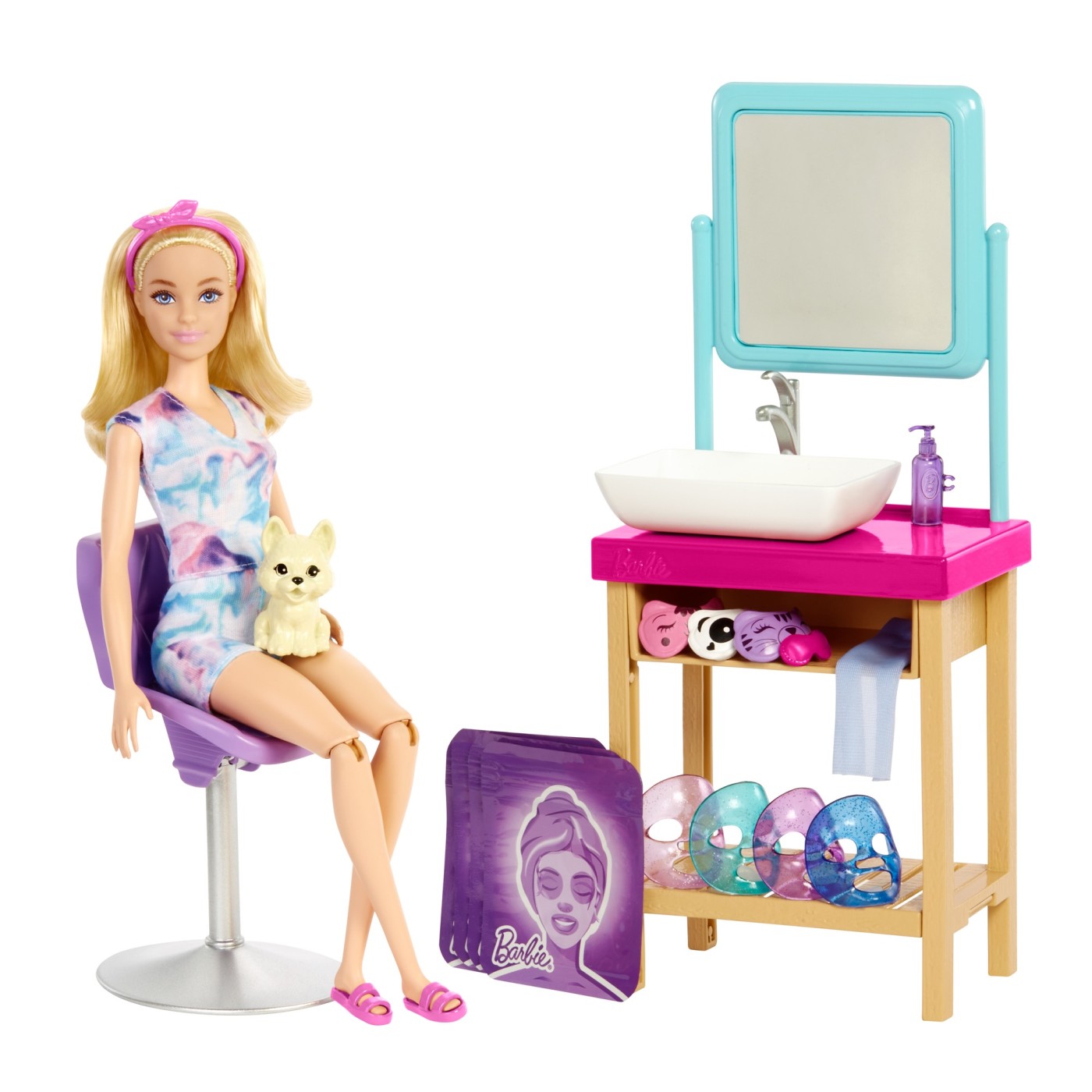 Papusa - Barbie Self-Care - Sparkle Mask Day Spa | Mattel