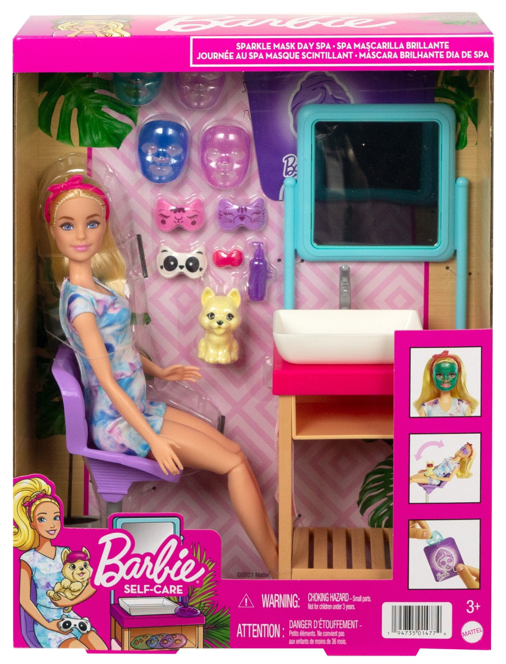 Papusa - Barbie Self-Care - Sparkle Mask Day Spa | Mattel - 8 | YEO