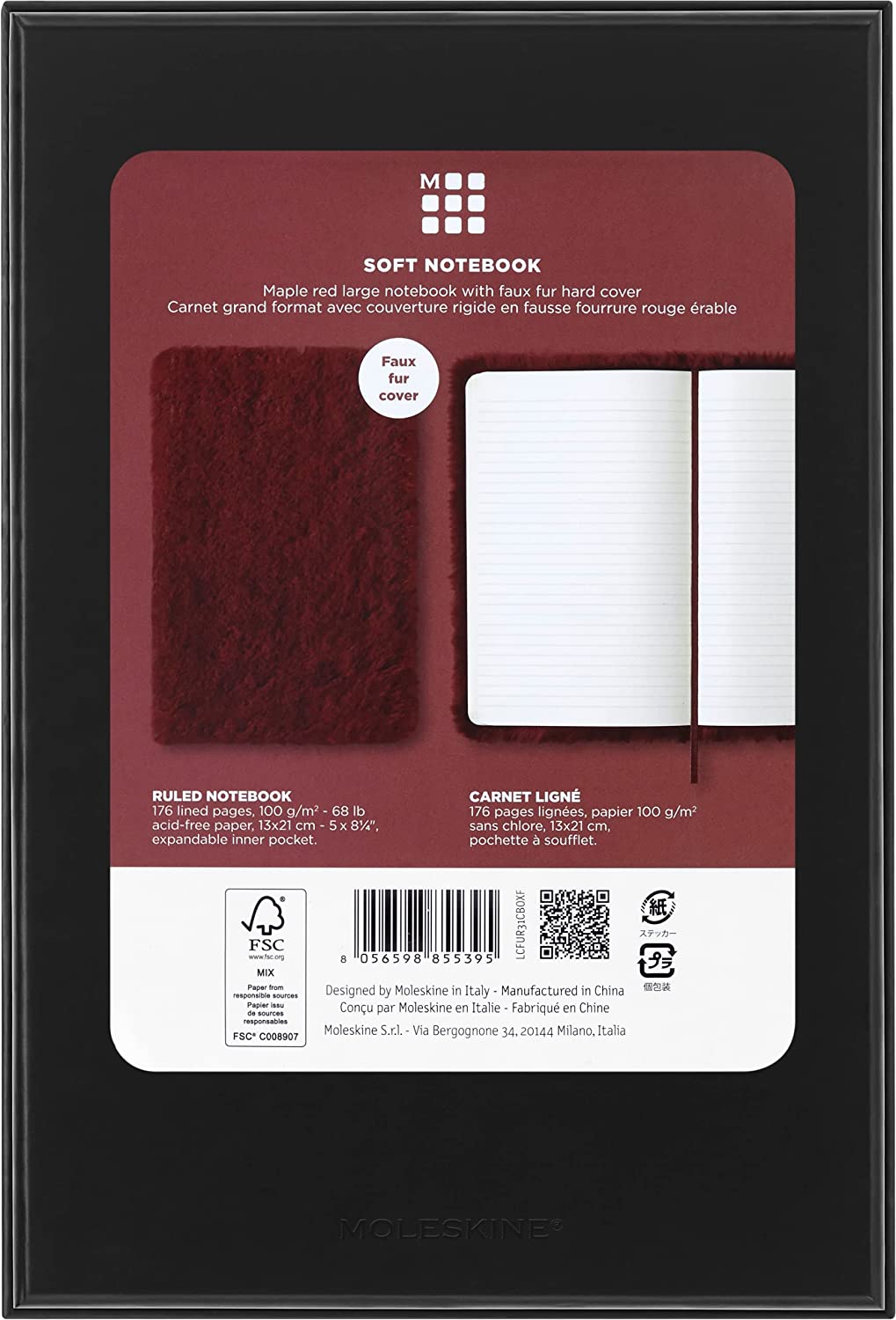 Carnet - Moleskine Faux Fur - Hard Cover, Large, Ruled - Maple Red | Moleskine - 6 | YEO