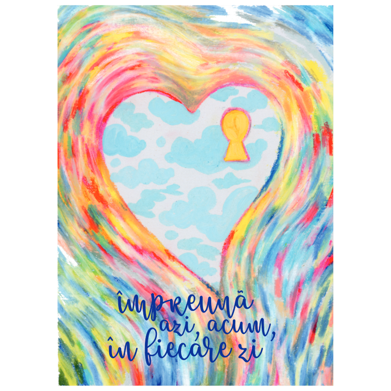 Felicitare - Love - Inima pictata - Impreuna azi, acum, in fiecare zi | Ana-Maria Galeteanu Ilustrator