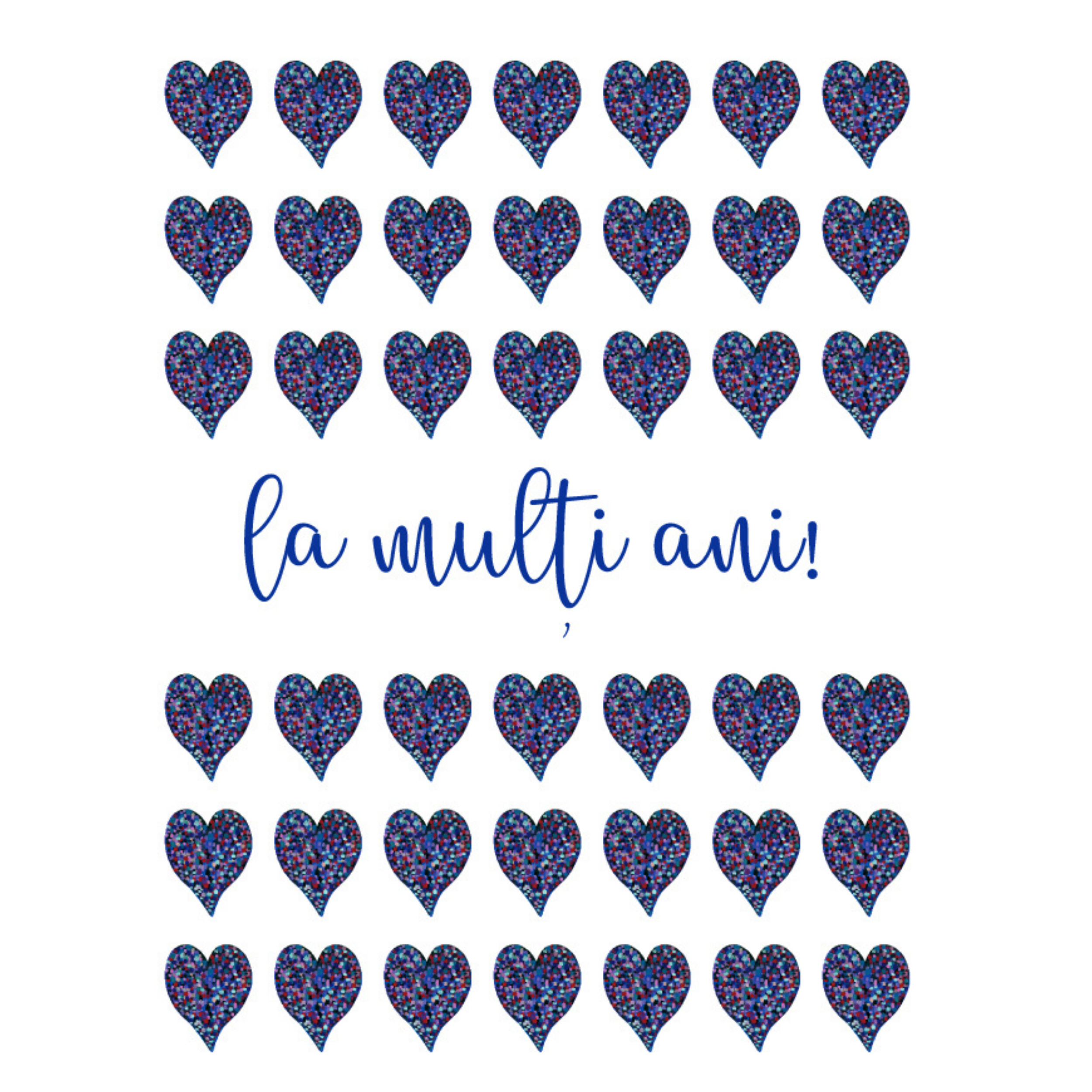 Felicitare - Seria Love - Inimioare albastre - La multi ani! | Ana-Maria Galeteanu Ilustrator