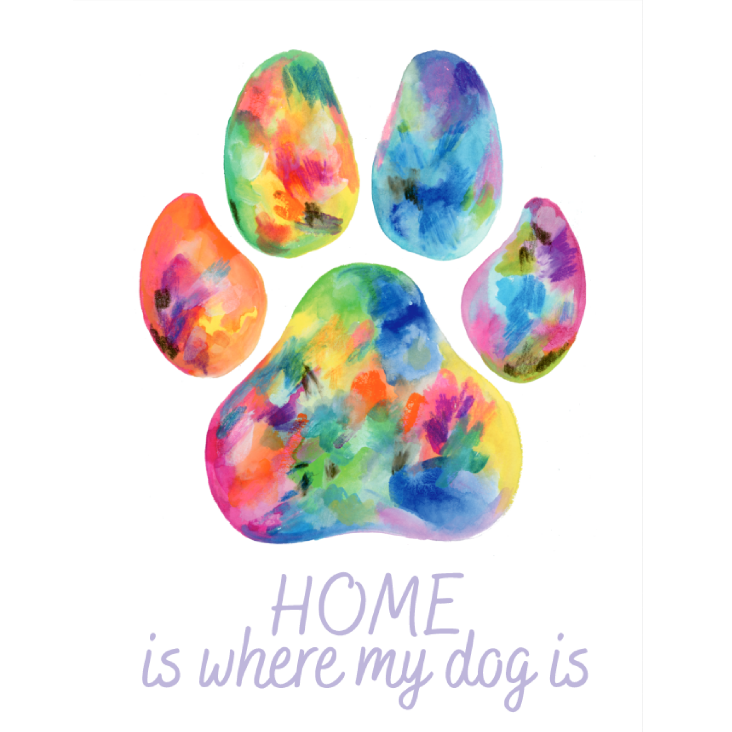 Felicitare - Paw Print - Culori: Home Is Where My Dog Is | Ana-Maria Galeteanu Ilustrator