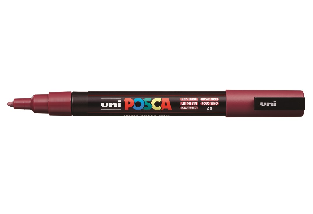 Marker - Posca PC-3M, 0.9-1.3mm, rosu inchis | Uni