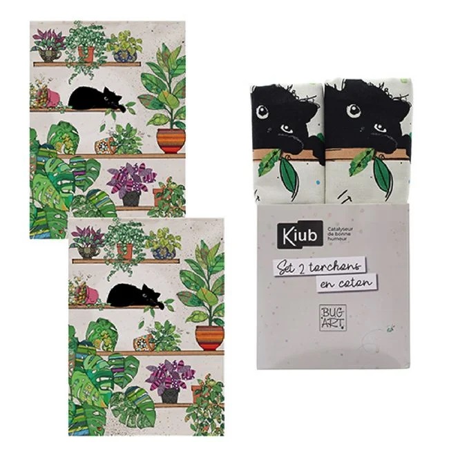 Set 2 prosoape de bucatarie - Bug Art - Chaton Plantes | Kiub