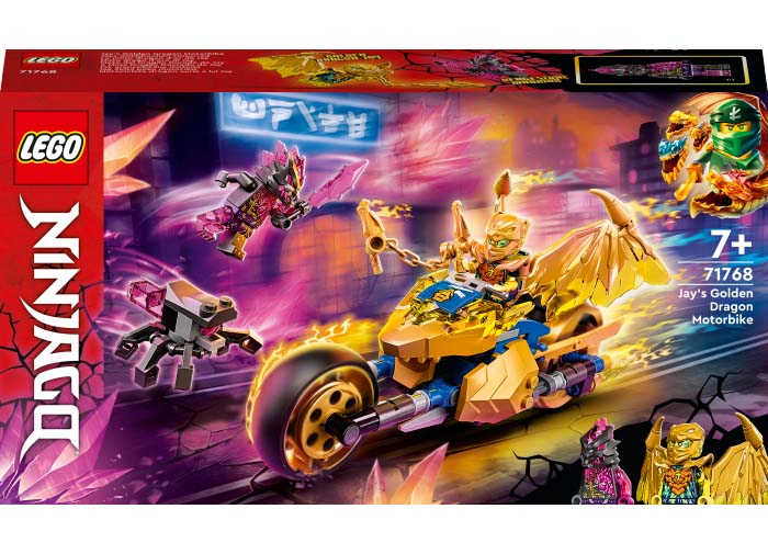 LEGO Ninjago 71768 - Motocicleta-dragon aurie a lui Jay, 137 piese | LEGO