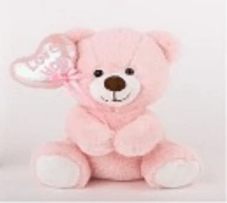 Jucarie de plus - Ursulet roz cu balon inima | Amek Toys