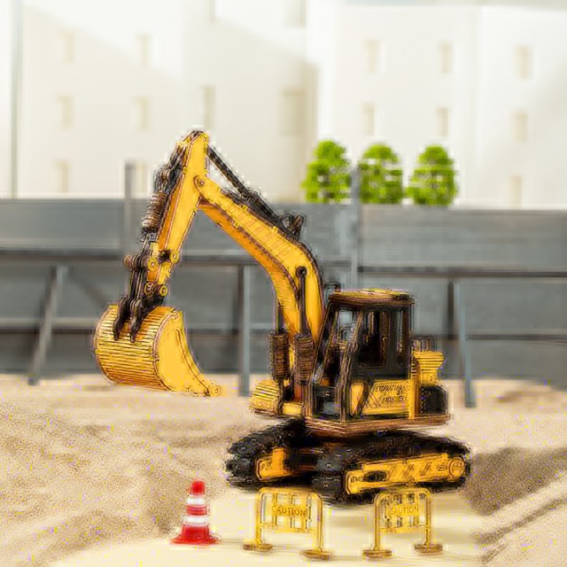 Puzzle 3D din lemn - Excavator | Robotime