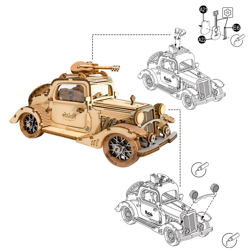 Puzzle 3D - Vintage Car TG504 | Rolife - 6