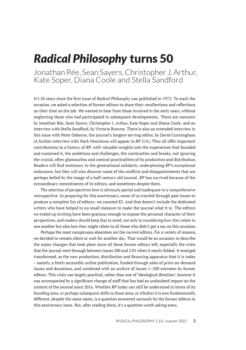 Radical Philosophy 2.13 / Autumn 2022 |