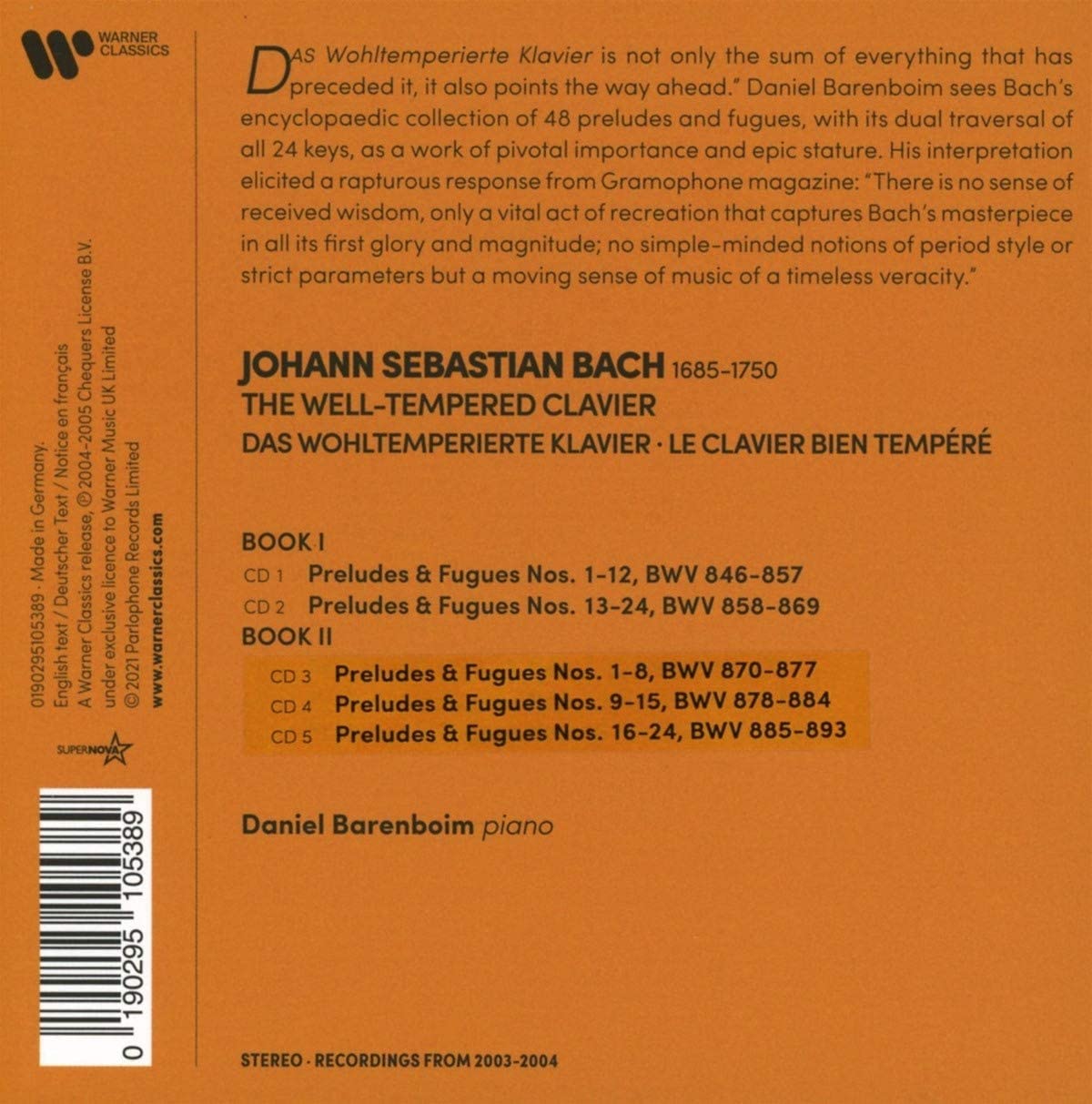 J.S. Bach: The Well-Tempered Clavier (Box Set) | Daniel Barenboim
