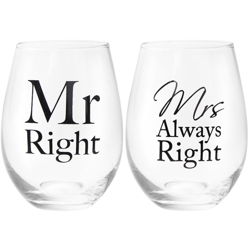  Set 2 pahare - Mr & Mrs Right, 400 ml | Lesser & Pavey 