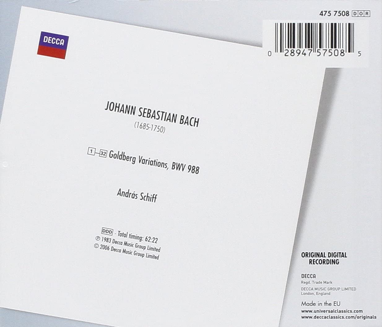 J.S. Bach: Goldberg Variations BWV 988 | Andras Schiff