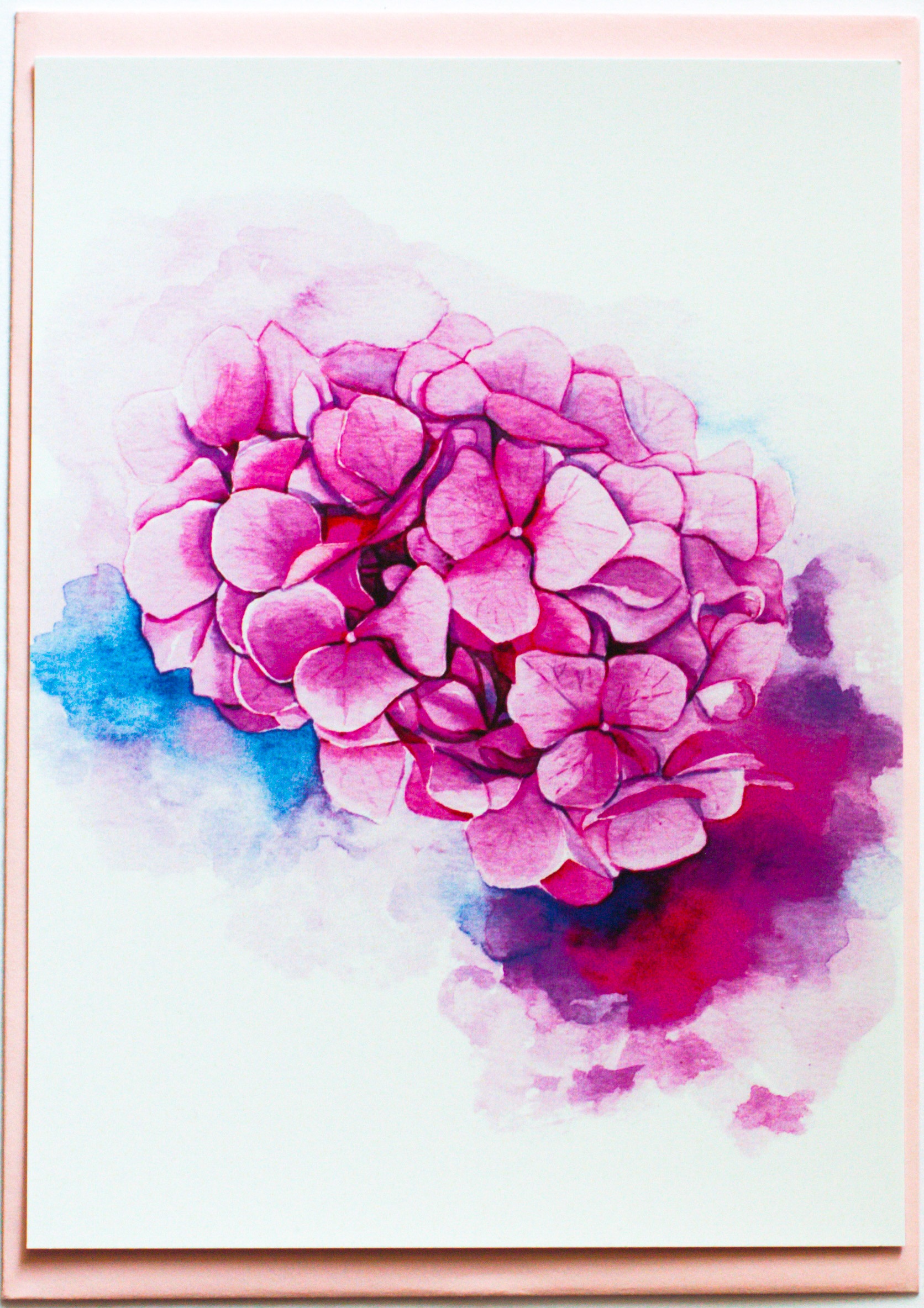 Felicitare - Hortensia in plic roz | The Creative Blossom