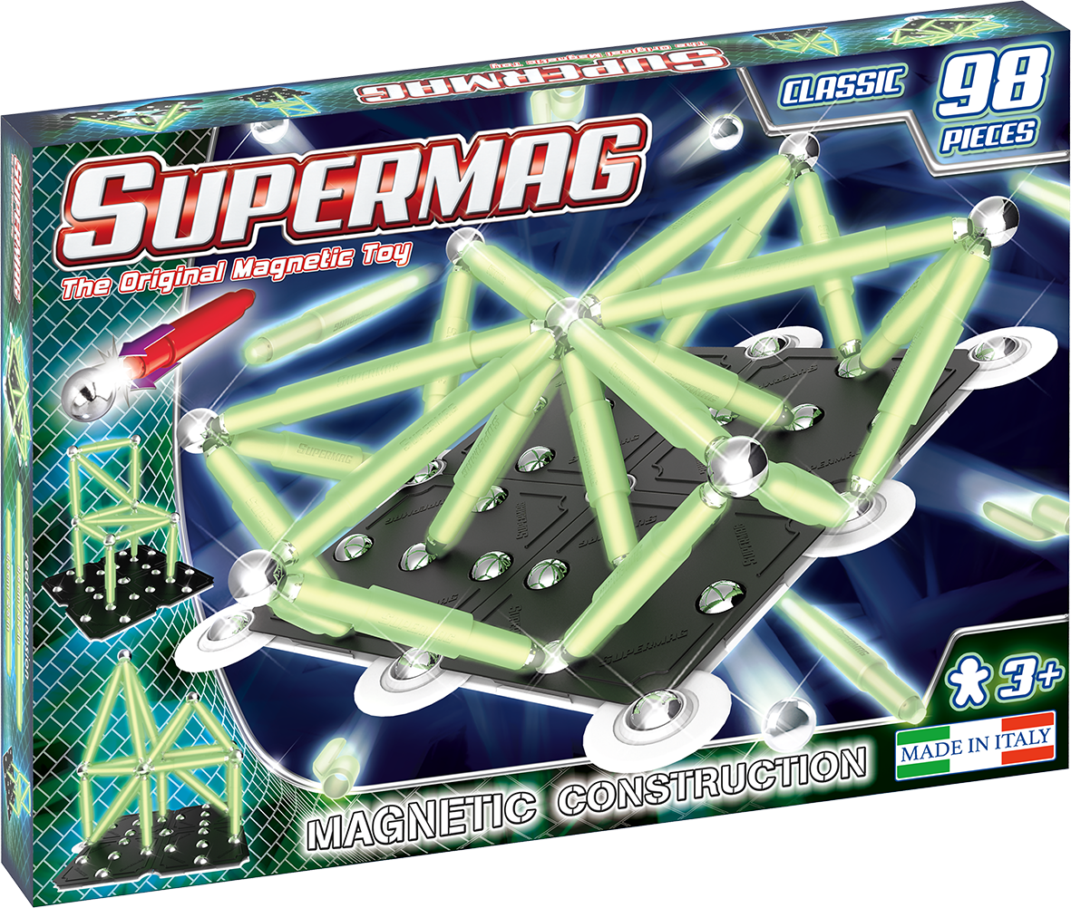 Set de constructie magnetic Classic Glow - 98 piese | Supermag - 3 | YEO