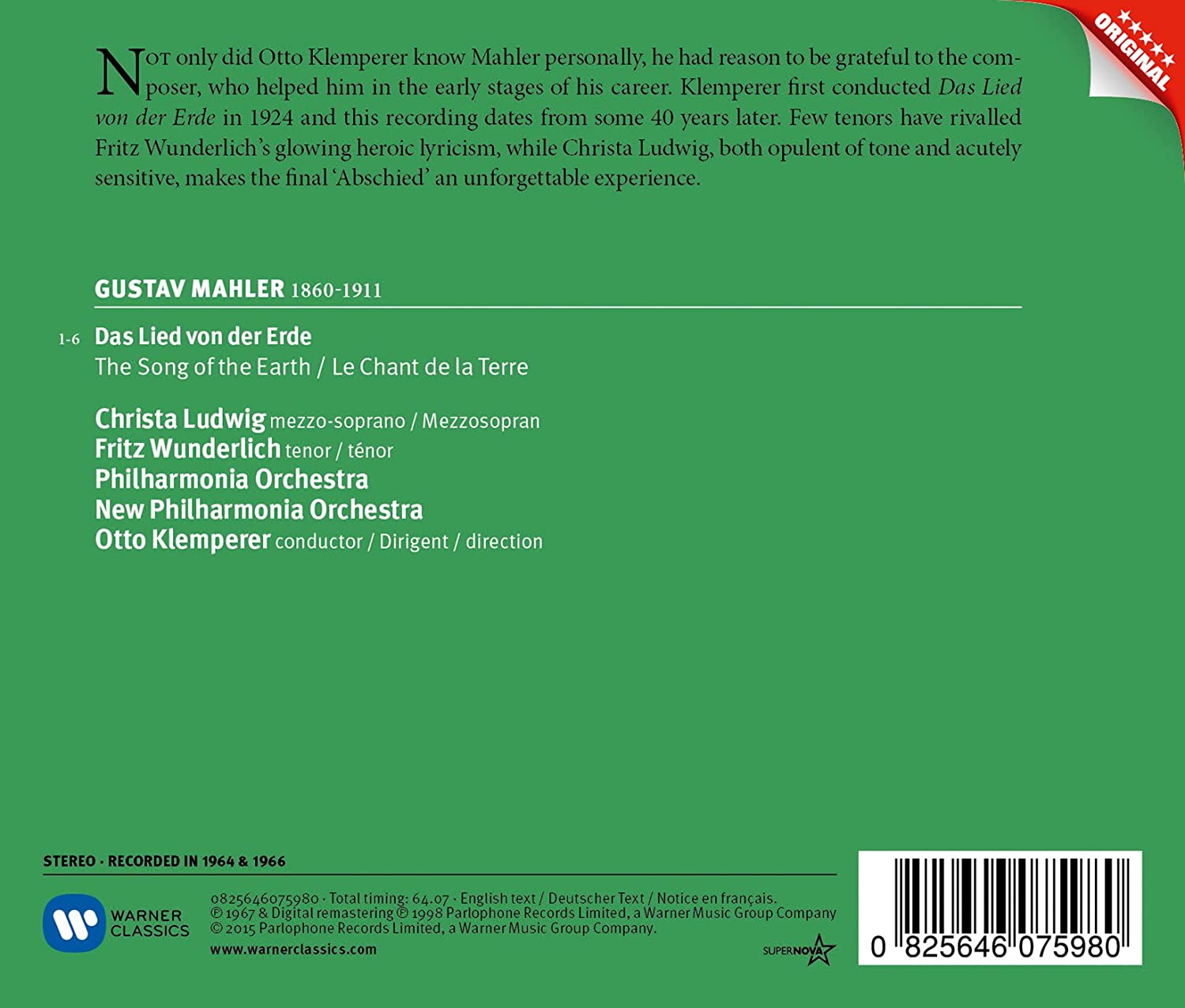 Mahler: Das Lied von der Erde | Gustav Mahler, Otto Klemperer