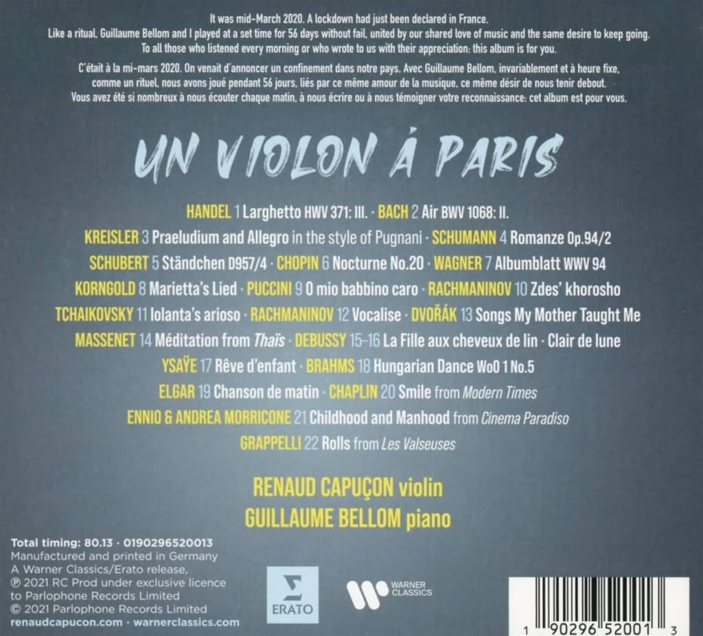 Un violon a Paris | Various Composers, Renaud Capucon, Guillaume Bellom