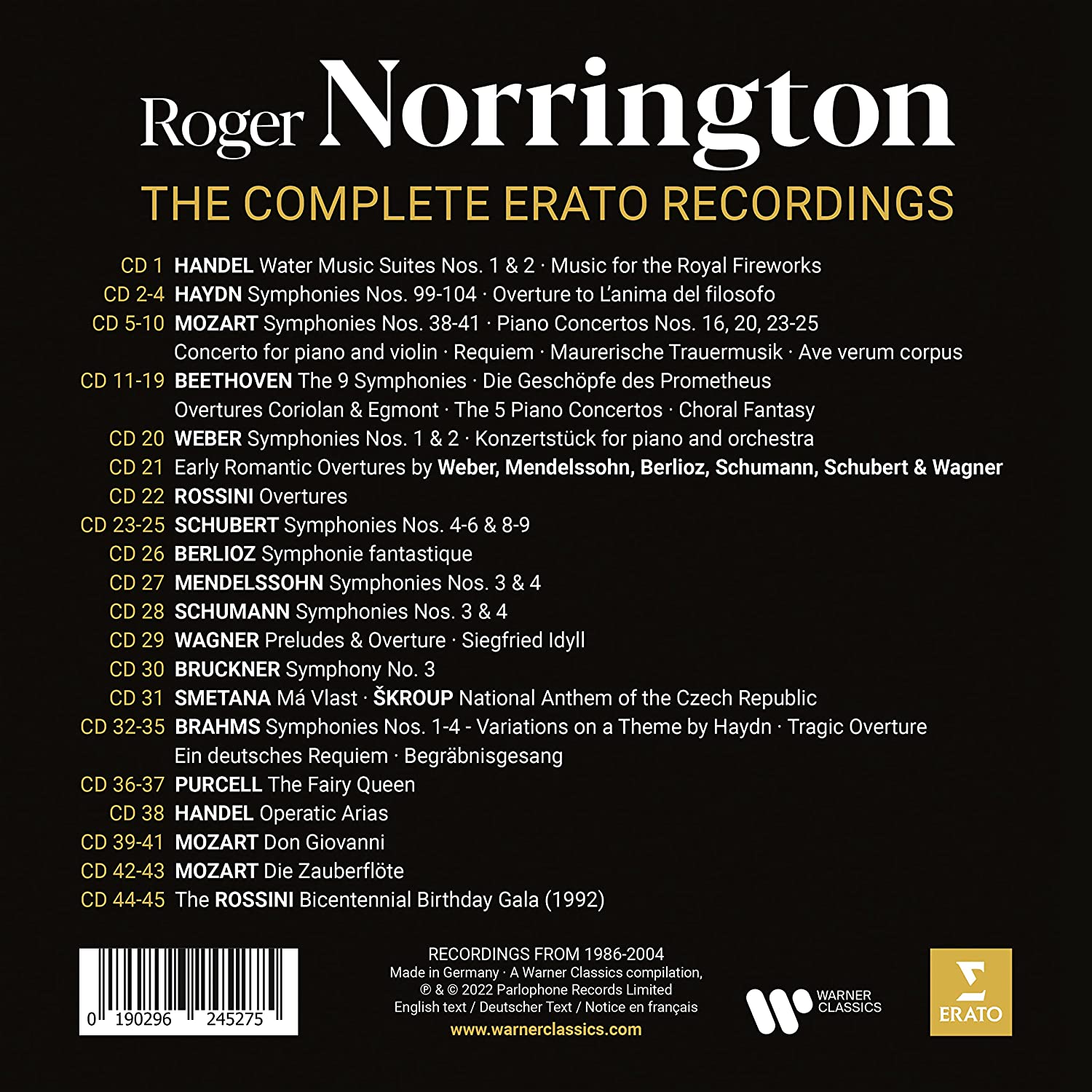 Roger Norrington - The Complete Erato Recordings (Box Set) | Roger Norrington