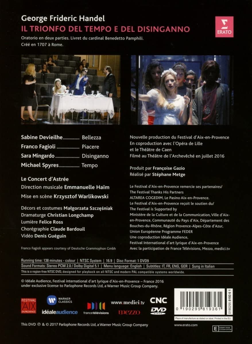 Handel: Il Trionfo del Tempo e del Disinganno (DVD) | Sabine Devieilhe, Sara Mingardo, Franco Fagioli, Michael Spyres, Le Concert d’Astree, Emmanuelle Haim