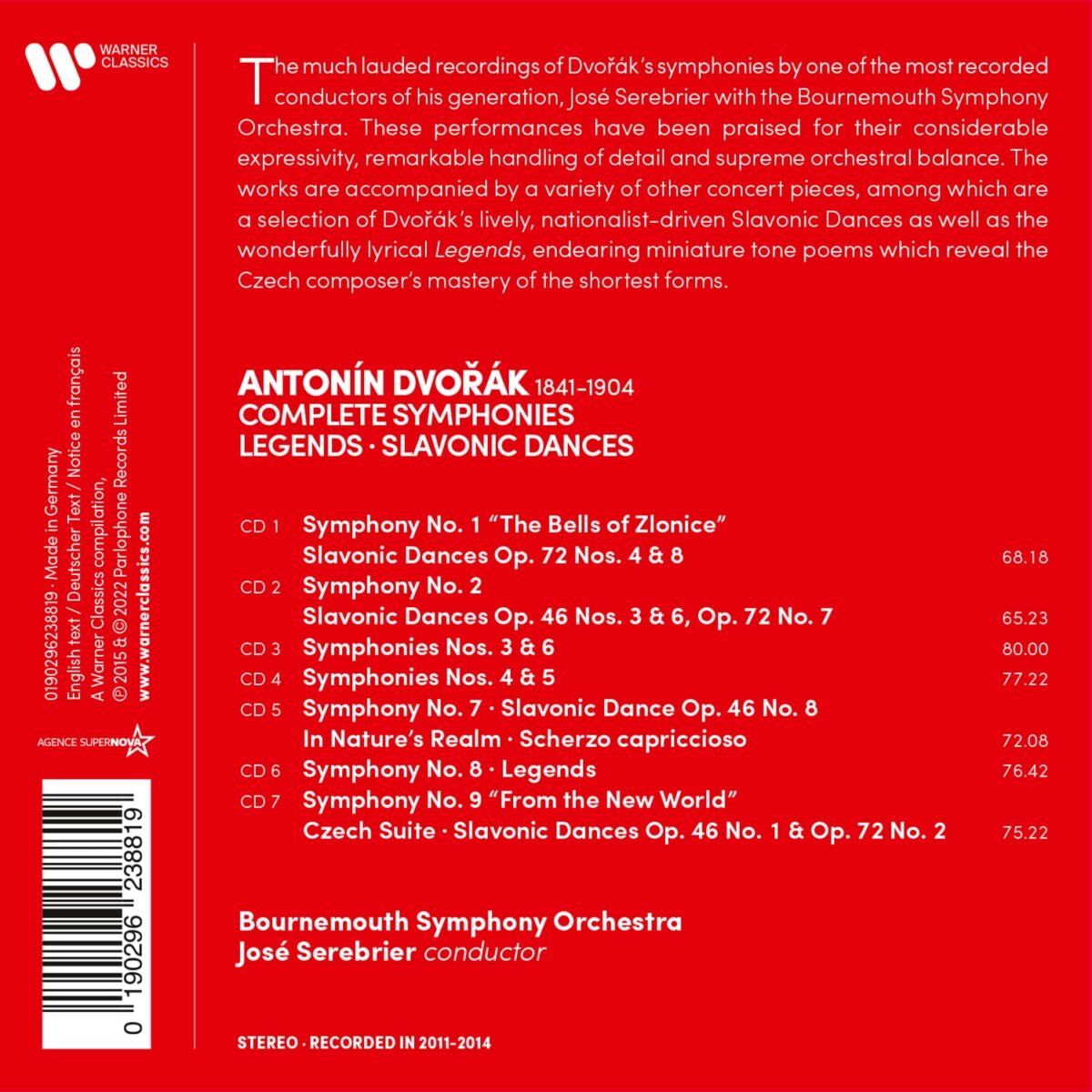 Dvorak: Complete Symphonies / Legends / Slavonic Dances | Jose Serebrier