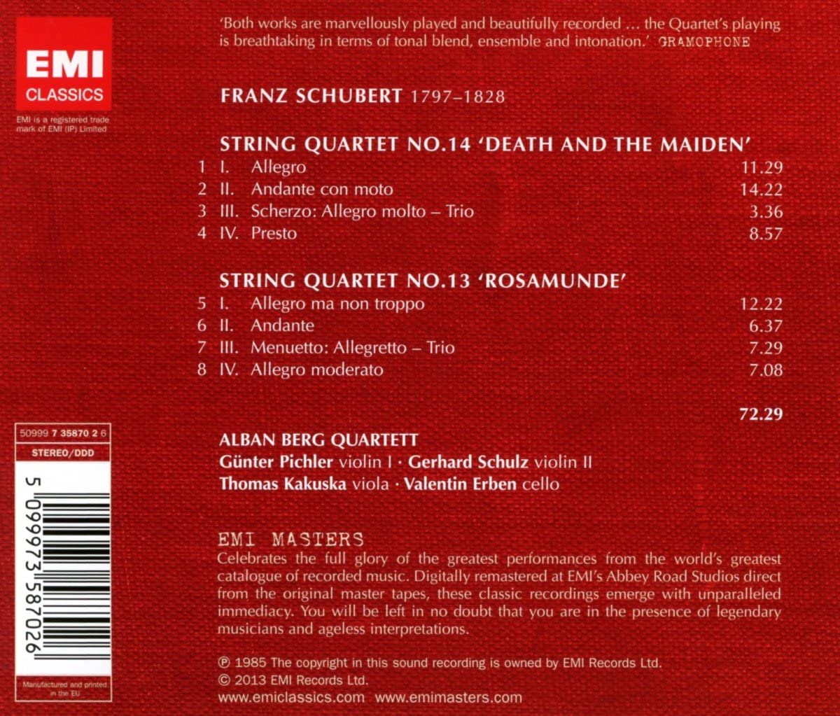String Quartets No.13 \'Rosamunde\' / No.14 \'Death And The Maiden\' | Alban Berg Quartett
